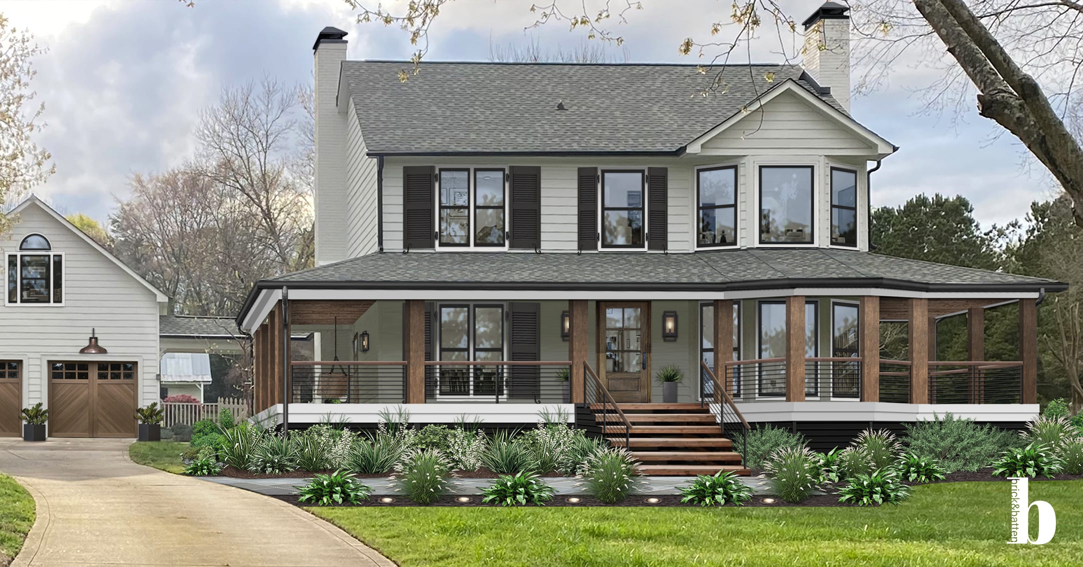 farm house wrap around porch