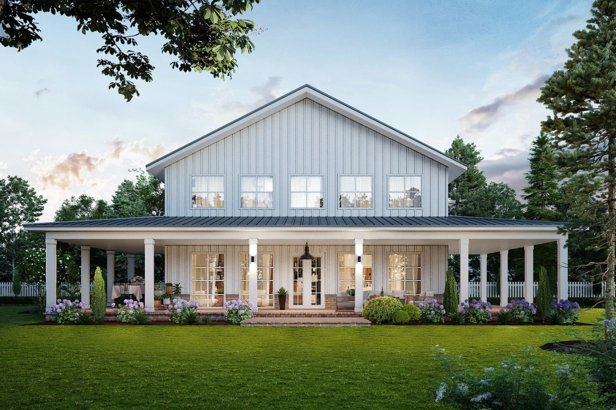 metal building farmhouse with porch