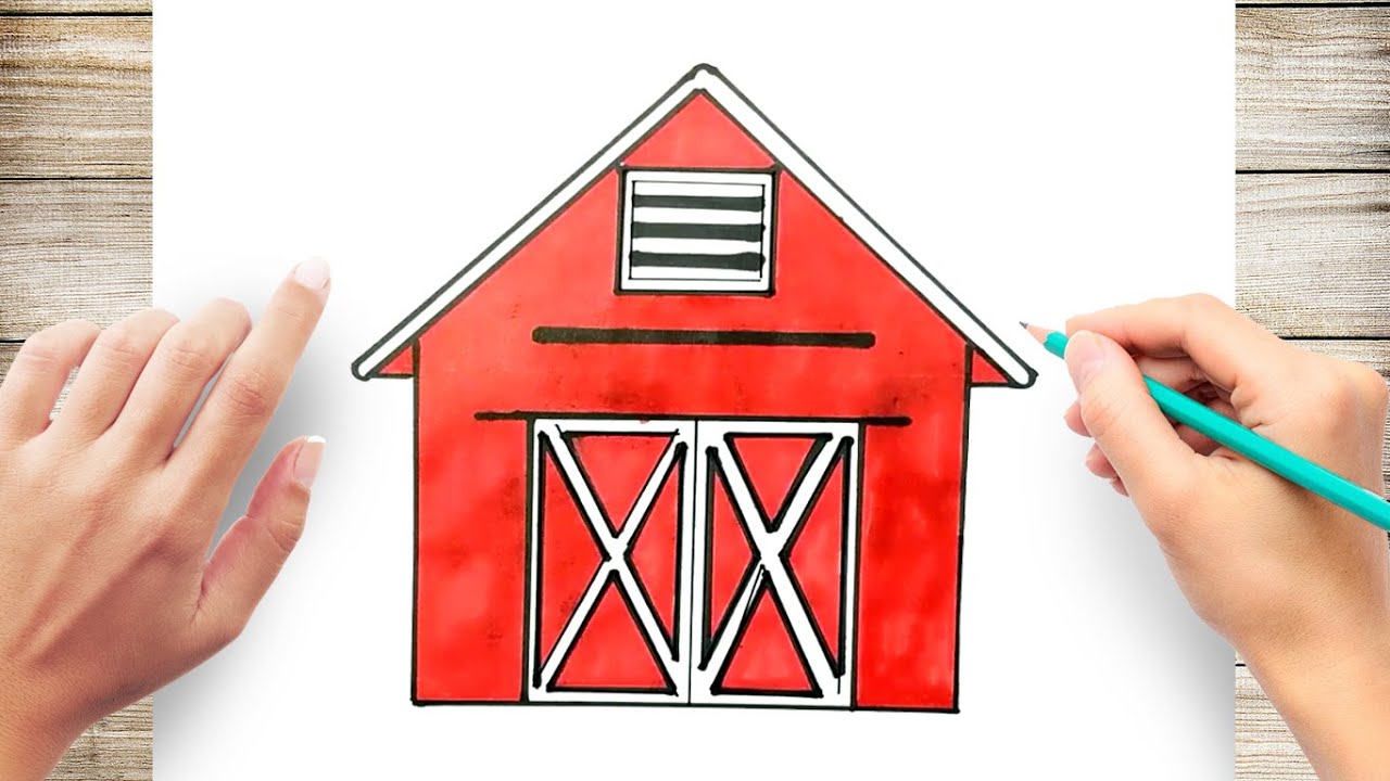 how to draw a barn house