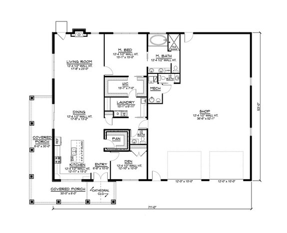 single story barndominium house plans